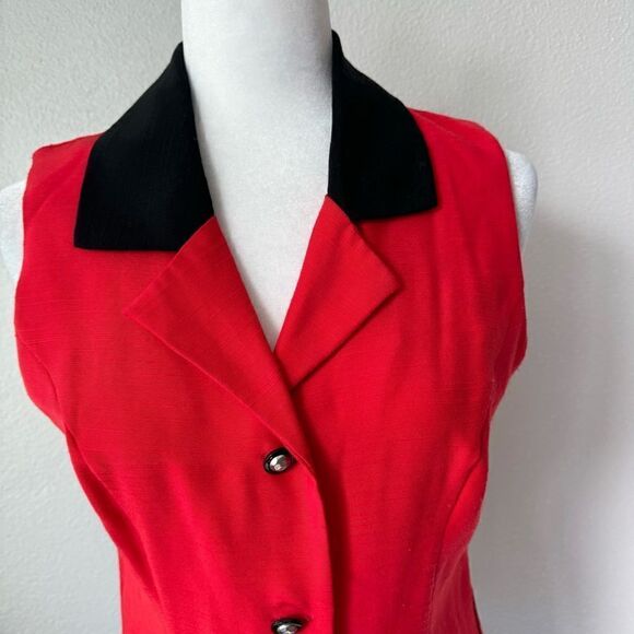 Vintage Betsy Lauren Blouse Red Black Tunic 10 - Picture 5 of 11